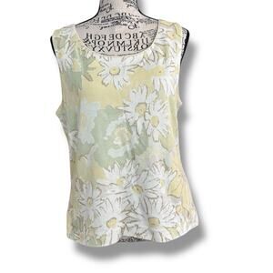 St John Floral Knit Tank Size M USA Classic Designer